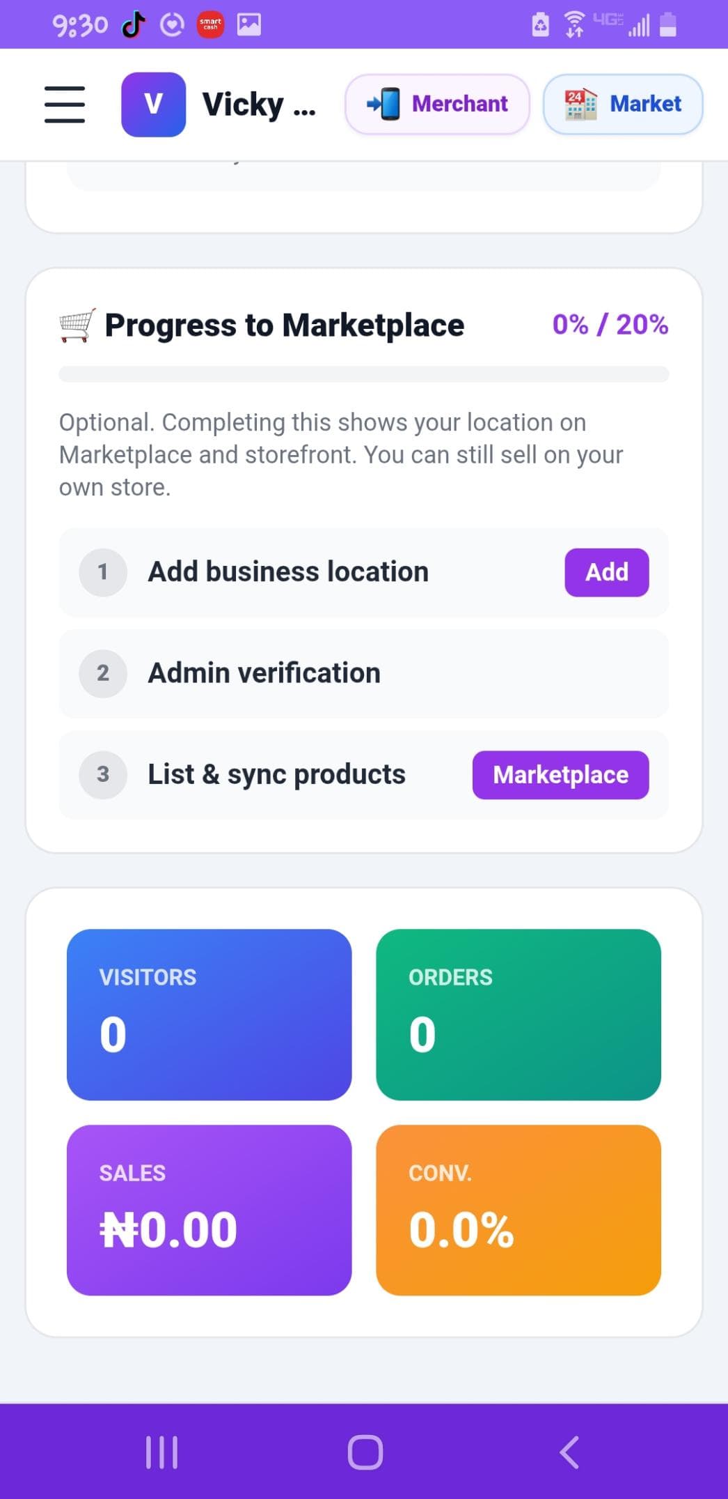 OrizzonCart Progress to Marketplace steps